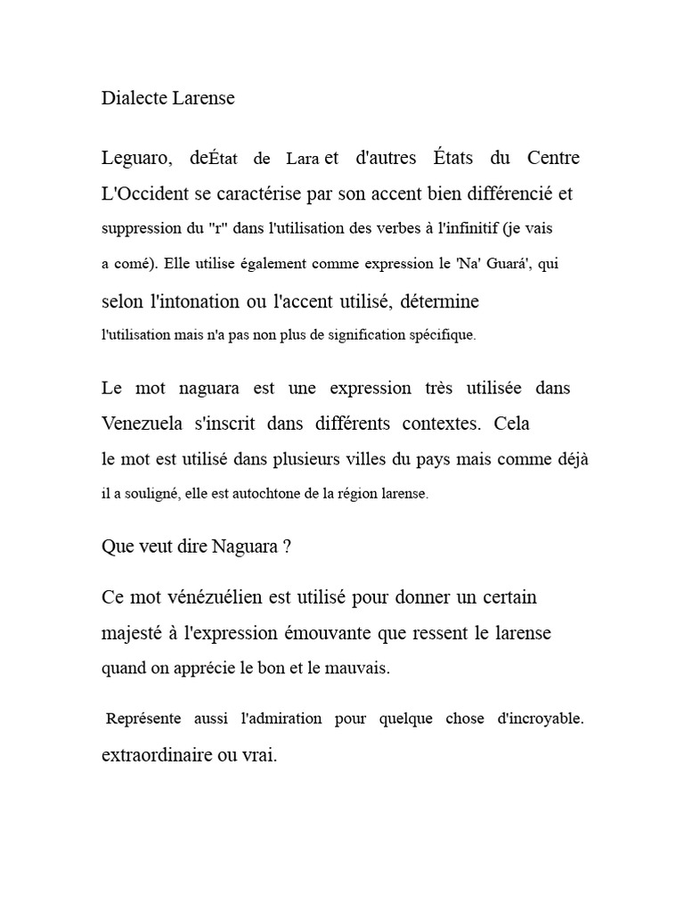 Dialecte Larense et expressions vénézuéliennes | PDF | Linguistique