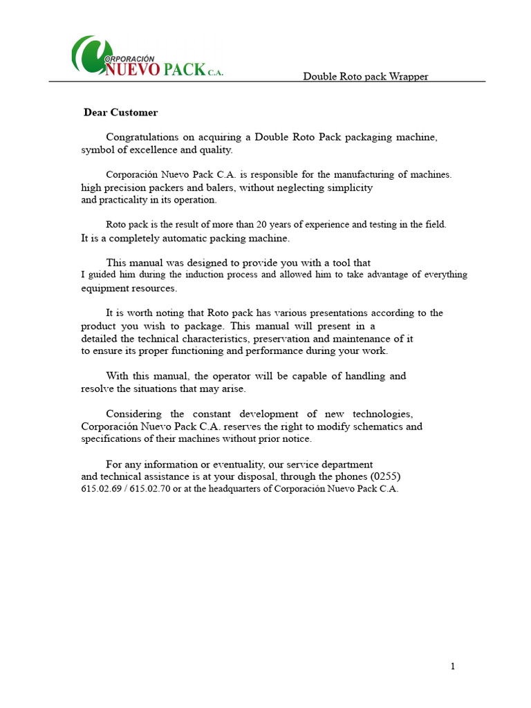 Double Roto Pack Wrapper Manual | PDF | Valve | Relay
