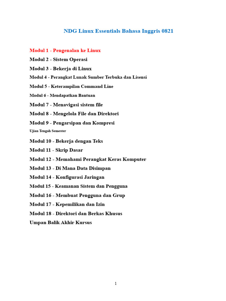 Panduan Lengkap NDG Linux Essentials | PDF