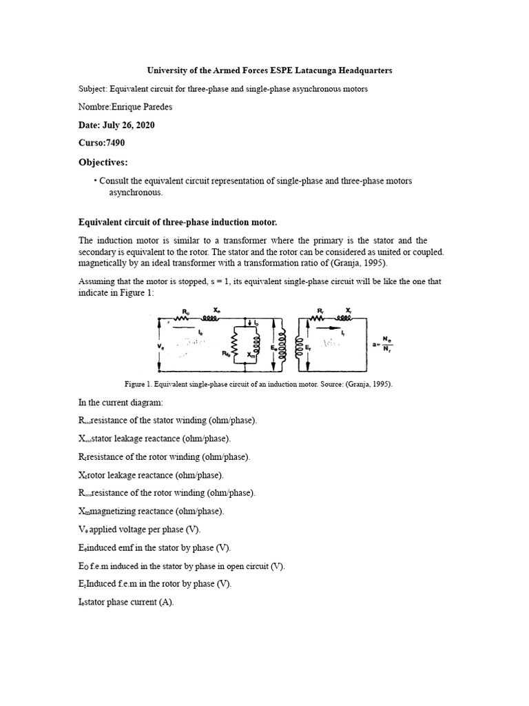 Equivalent Circuits of Induction Motors | PDF | Electric Motor ...