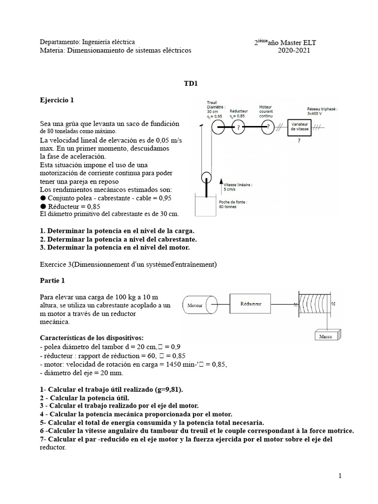 Td1 Con Solución | PDF | Poder (Física) | Ingeniería mecánica