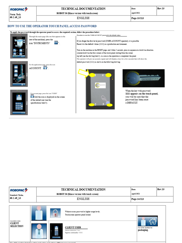 Resetting Robot S6 Touch Panel Password | PDF | Touchscreen | Password