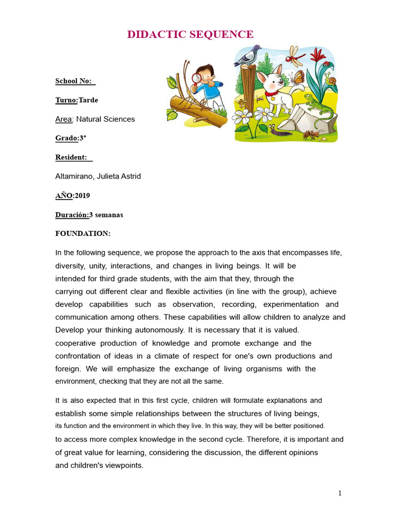 Didactic Sequence for Natural Sciences | PDF | Soil | Foods