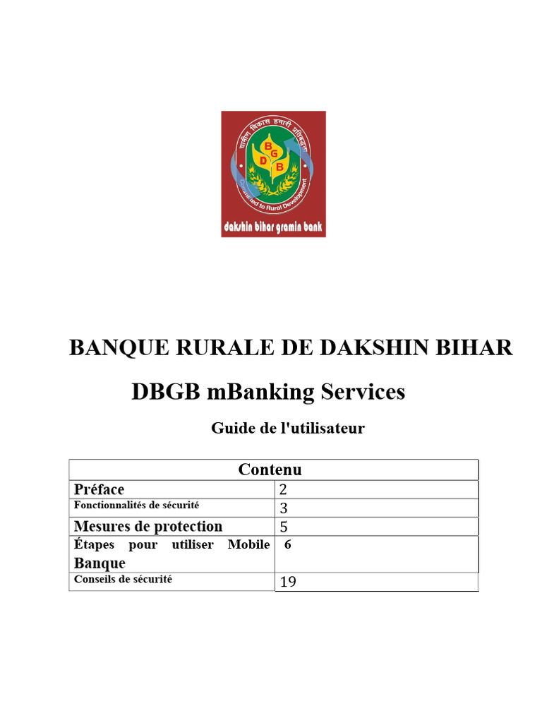 Guide mBanking de DBGB : Sécurité et Utilisation | PDF | Hameçonnage ...