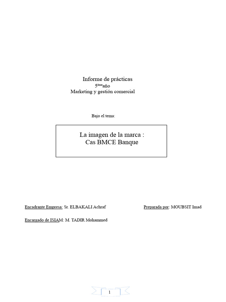 informe de prácticas BMCE | PDF | Bancos | Marketing