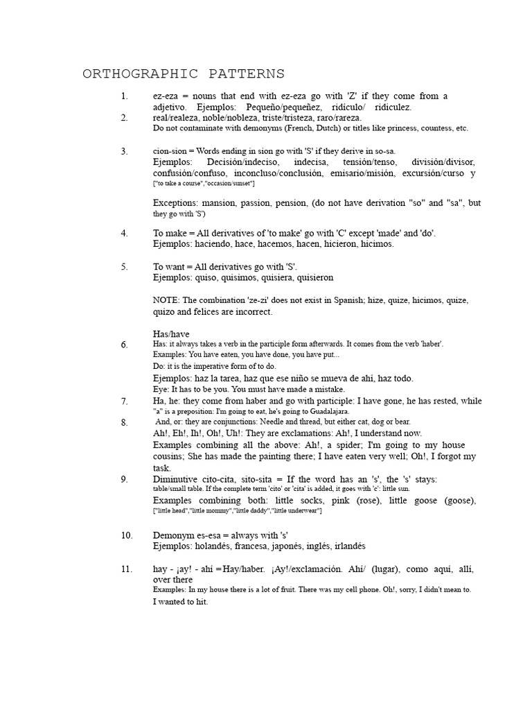 Orthographic Patterns PDF Languages Foreign Language Studies