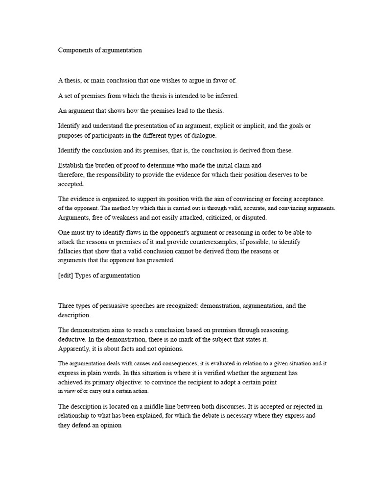 Understanding Argumentation Components | PDF | Argument | Logical ...