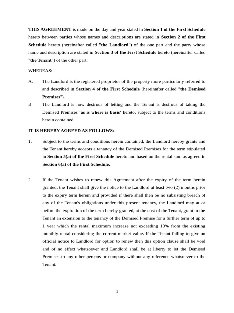 Draft Tenancy Agreement (2025) -latest | PDF | Leasehold Estate | Landlord