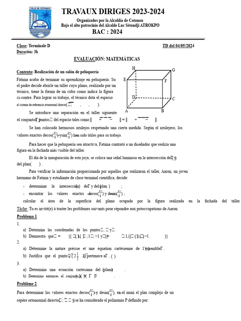 TD Matemáticas Tle Del 4 de Mayo de 2024 | PDF | Raíz cuadrada | Ecuaciones