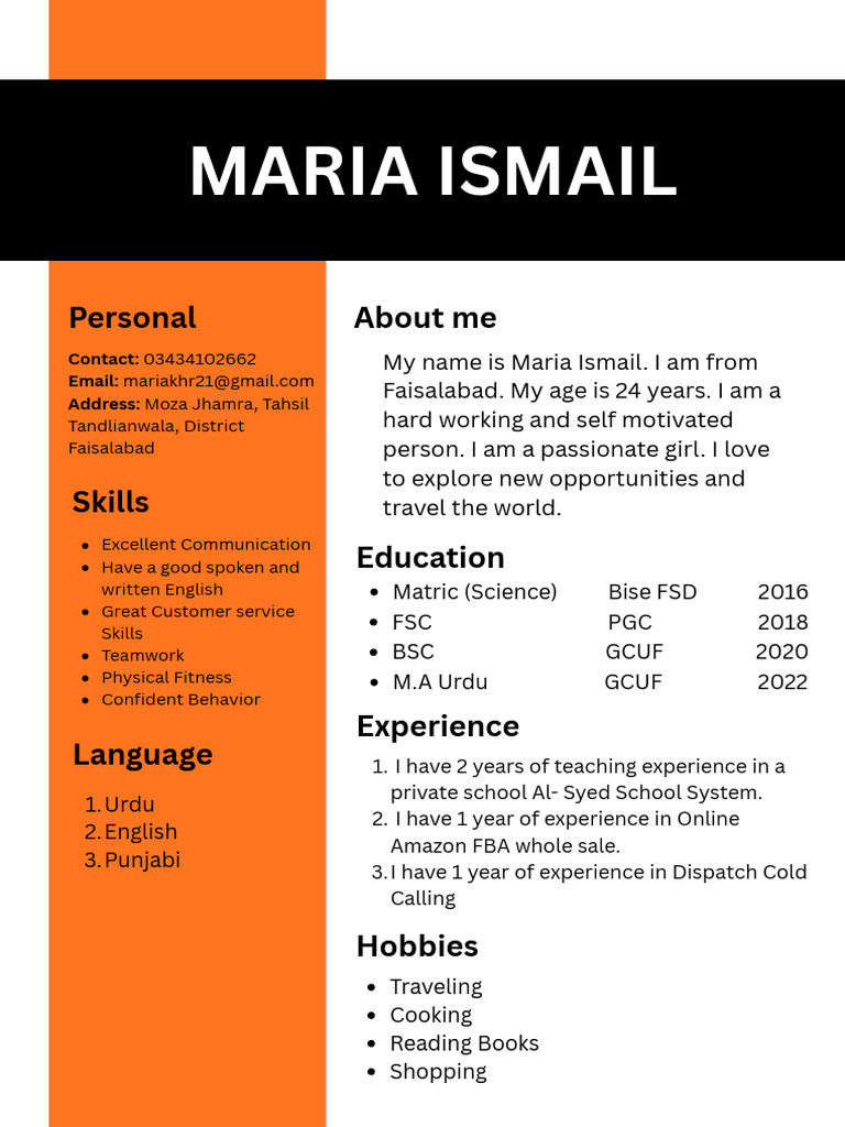 Maria Ismail: Teaching & Skills Profile | PDF