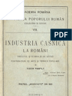 Industria Casnică La Romani Trecutul Şi Starea Ei de Astăzi Contribuţiuni de Artă Şi Tehnică Populară