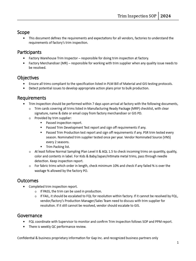 FP-04 Trim Inspection SOP - Dec 2024 | PDF