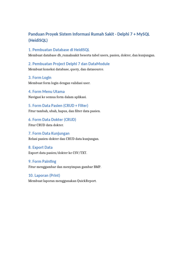 Panduan Sistem Informasi RS Delphi 7 | PDF