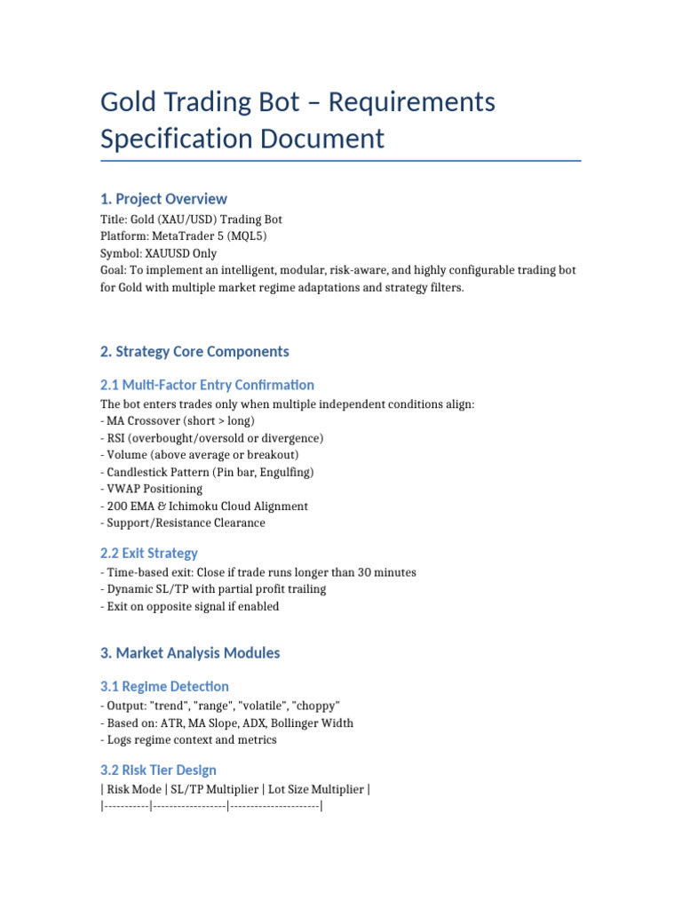 Gold Trading Bot Specifications Guide | PDF | Computing | Computer ...