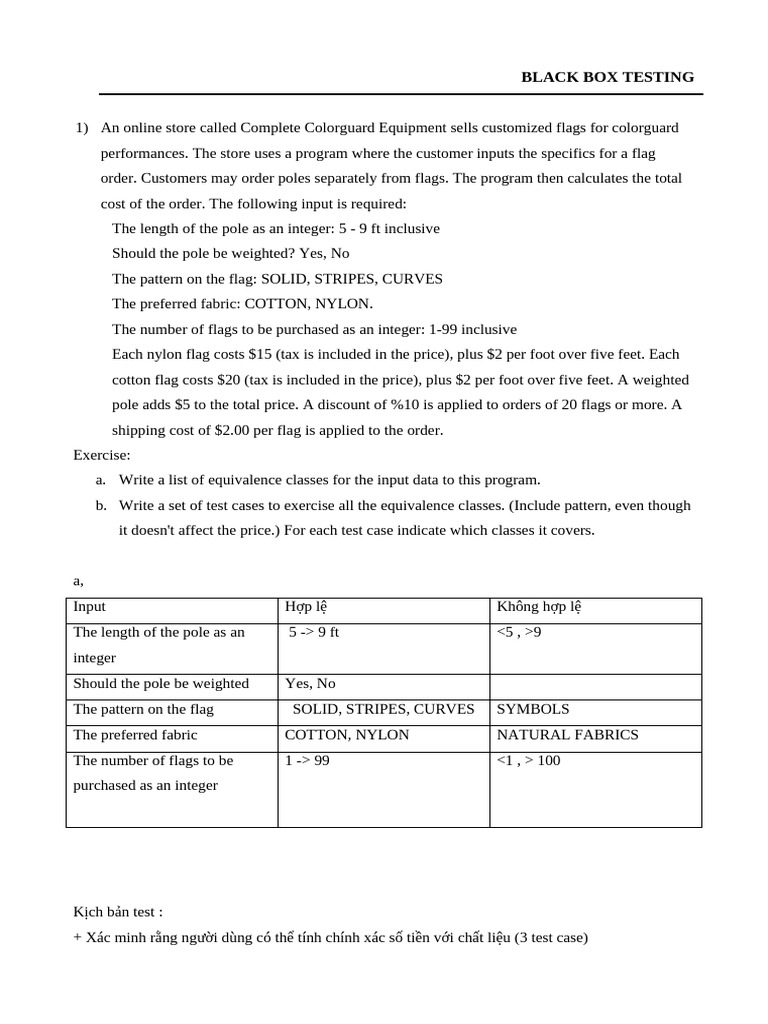 Exercise 3. Black box testing | PDF | Flag | Taxes