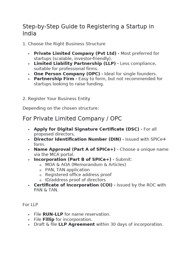 Startup Registration Process | PDF | Limited Liability Partnership ...