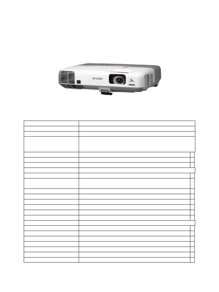 Epson EB-935W Projector Specifications | PDF | Zoom Lens | Display ...