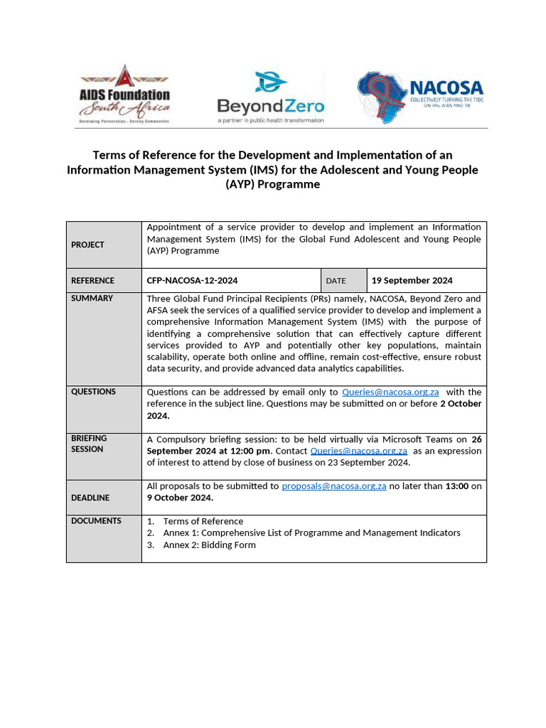 IMS Development for AYP Programme | PDF | Taxes | Geographic ...