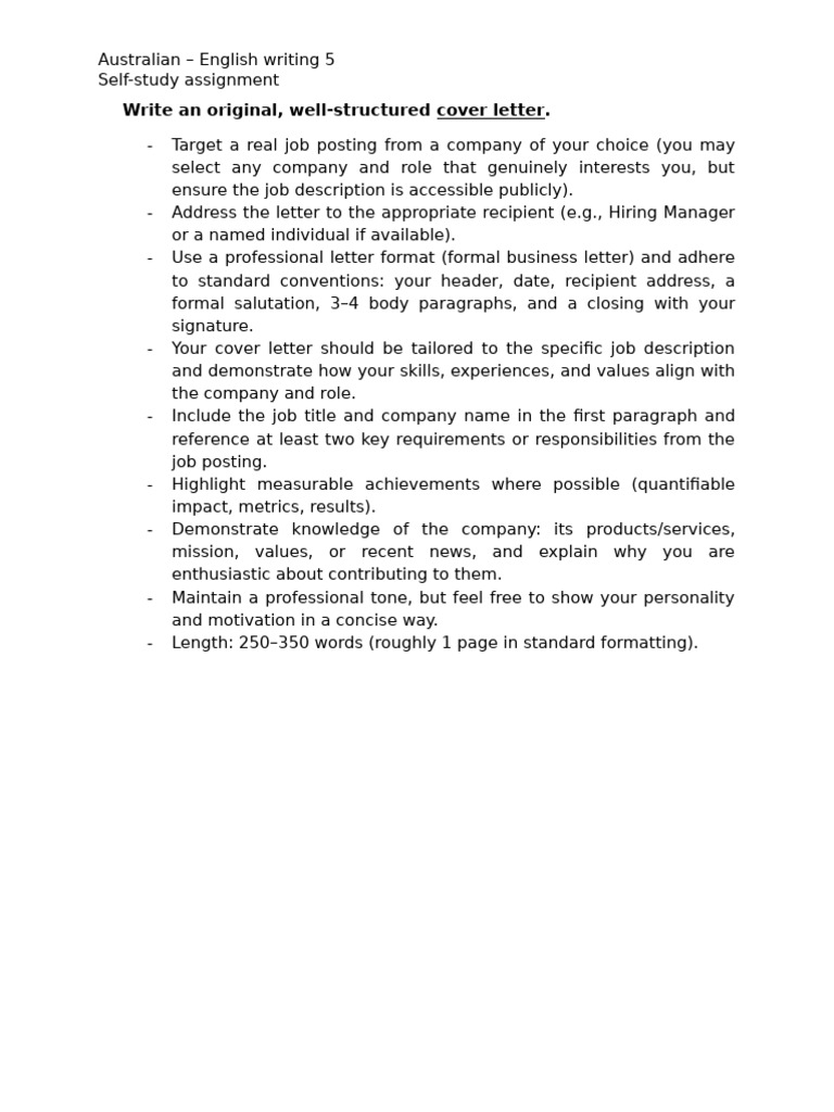 Writing 5 Self Study Assignment | PDF