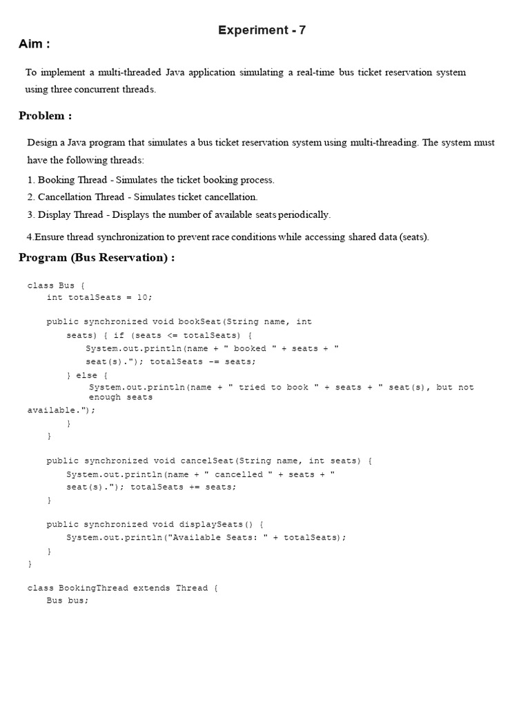 Experiment 7 | PDF | Thread (Computing) | Computer Programming