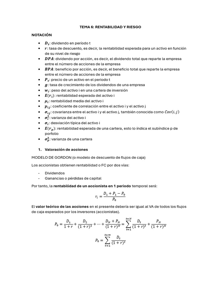 Rentabilidad y Riesgo en Inversiones | PDF | Compartir (Finanzas ...