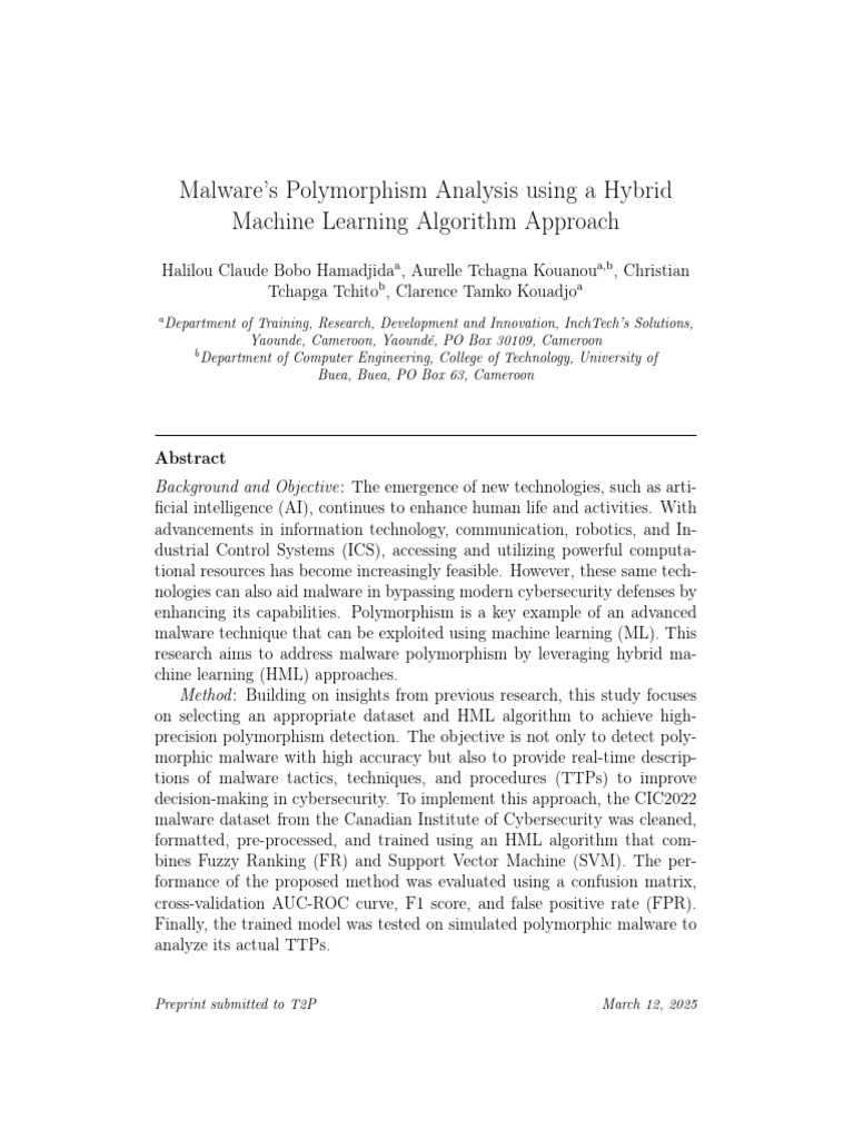 Hybrid ML for Polymorphic Malware Detection | PDF | Machine Learning ...
