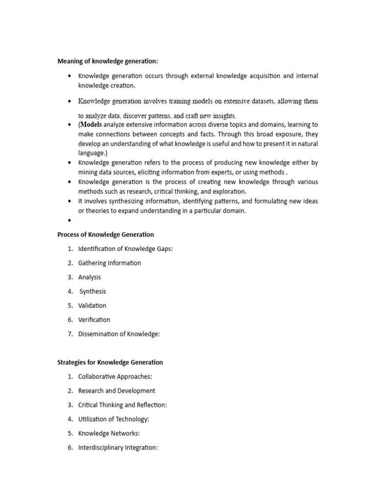 Understanding Knowledge Generation Processes | PDF | Pedagogy ...