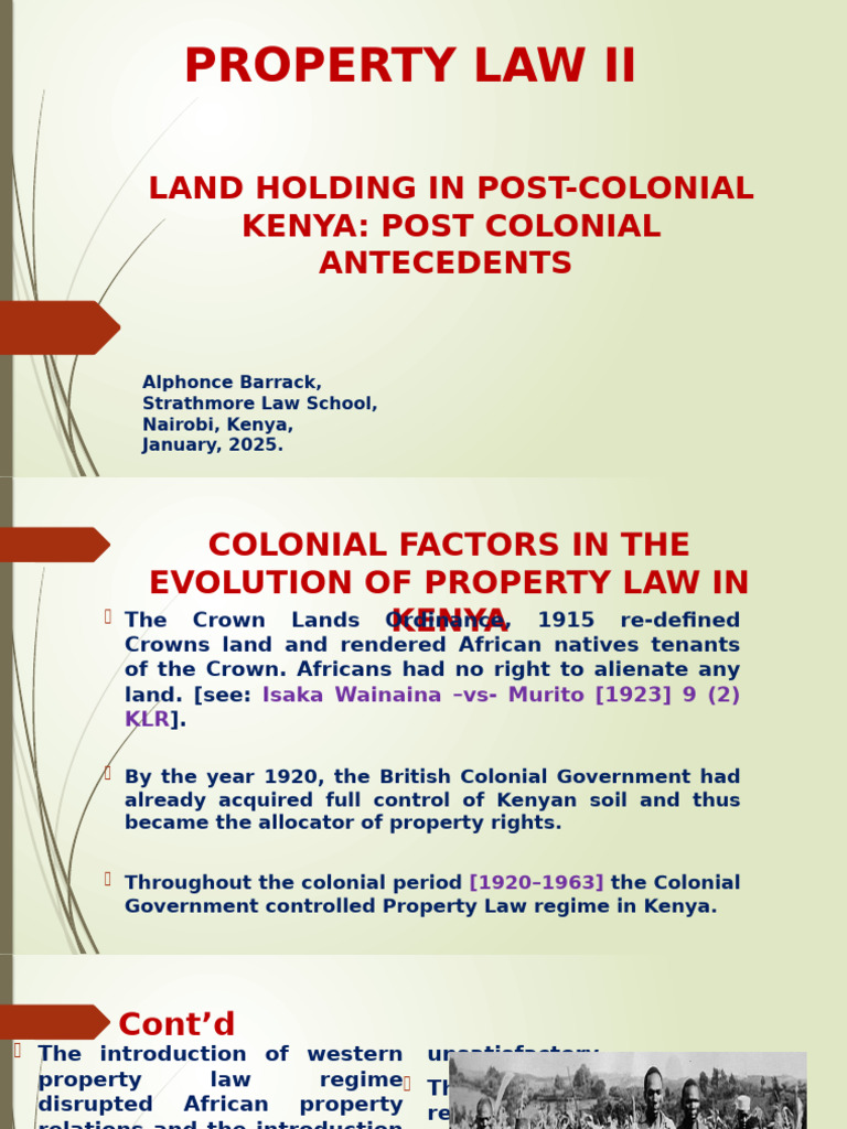 Post-Colonial Property Law in Kenya | PDF | Kenya | Policy