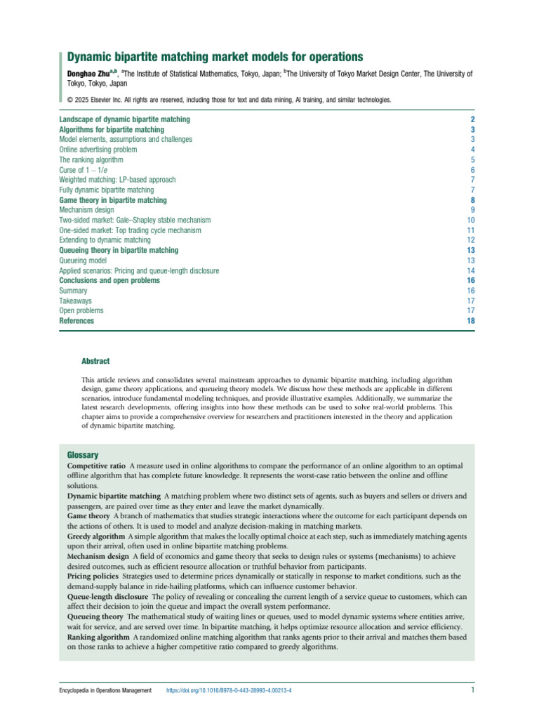 Dynamic Bipartite Matching Models Overview | PDF | Applied Mathematics