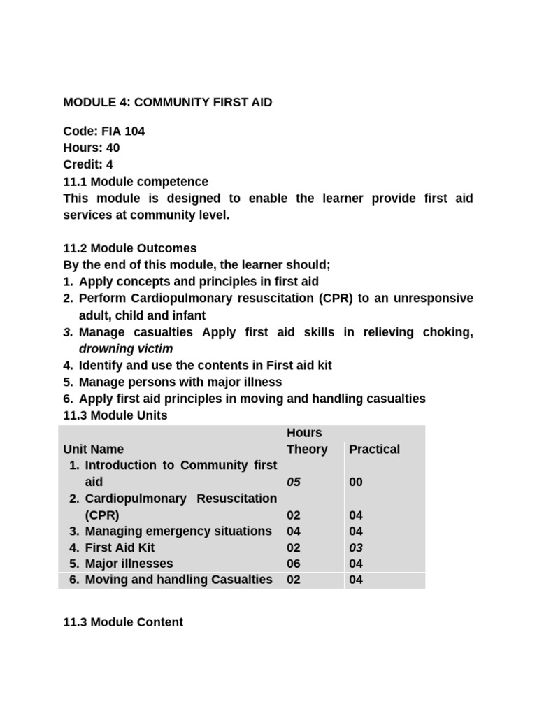 Community First Aid Training Module | PDF | Cardiopulmonary ...