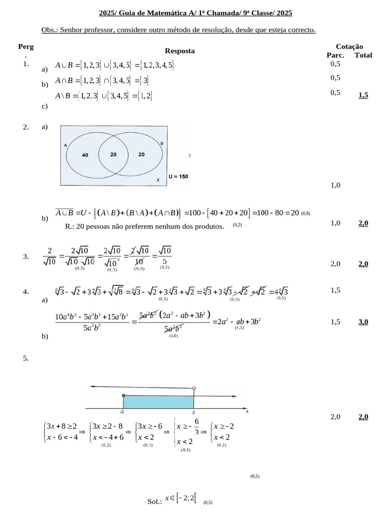 Guia de Matemática A - 9ª Classe 2025 | PDF