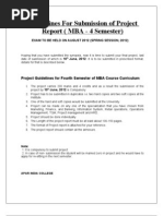 Guidelines For Submission of Project Report (MBA - 4 Semester)