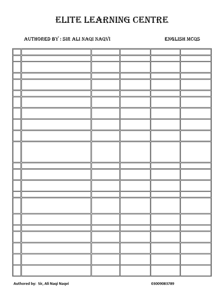 English MCQs for Language Proficiency | PDF | Adjective | Noun
