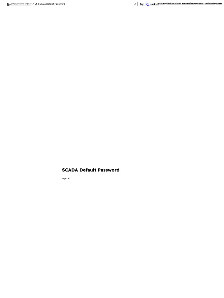 SCADA Default Password - HackMD | PDF | System Administrator | File ...