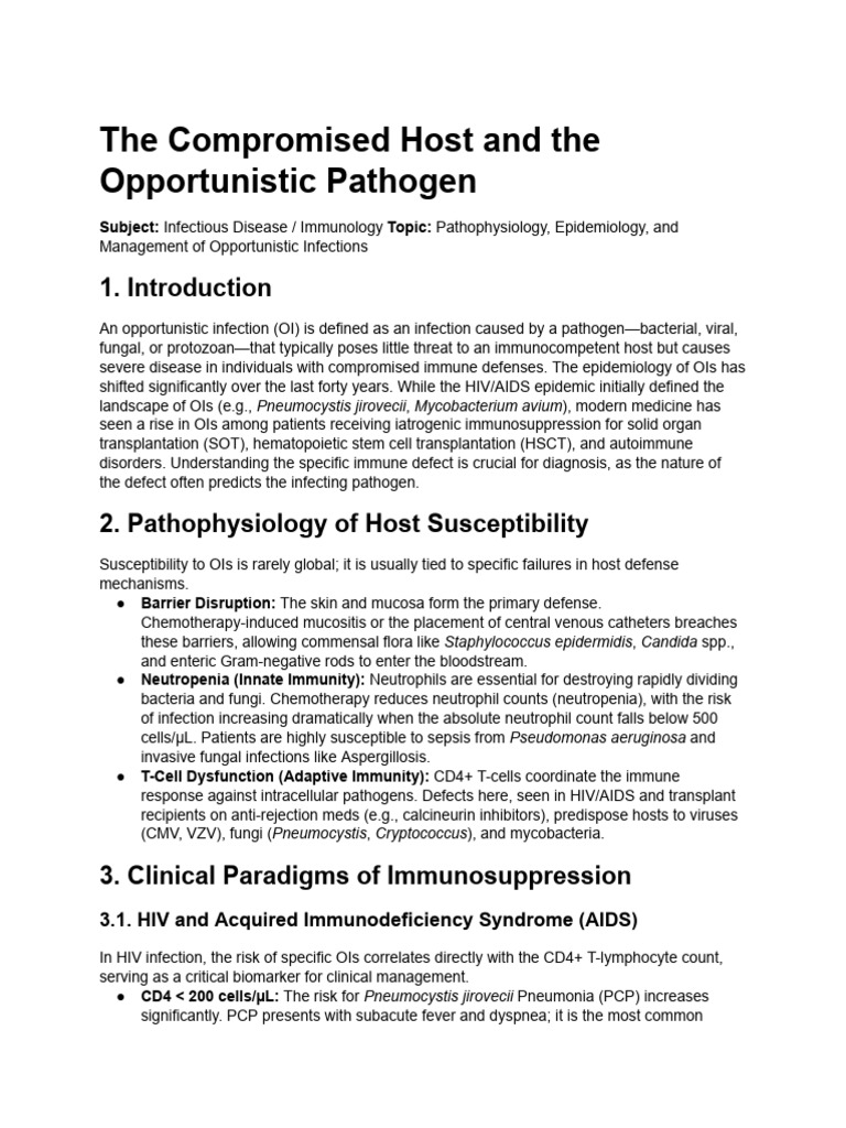Opportunistic Infections in Immunocompromised Hosts | PDF | Infection ...