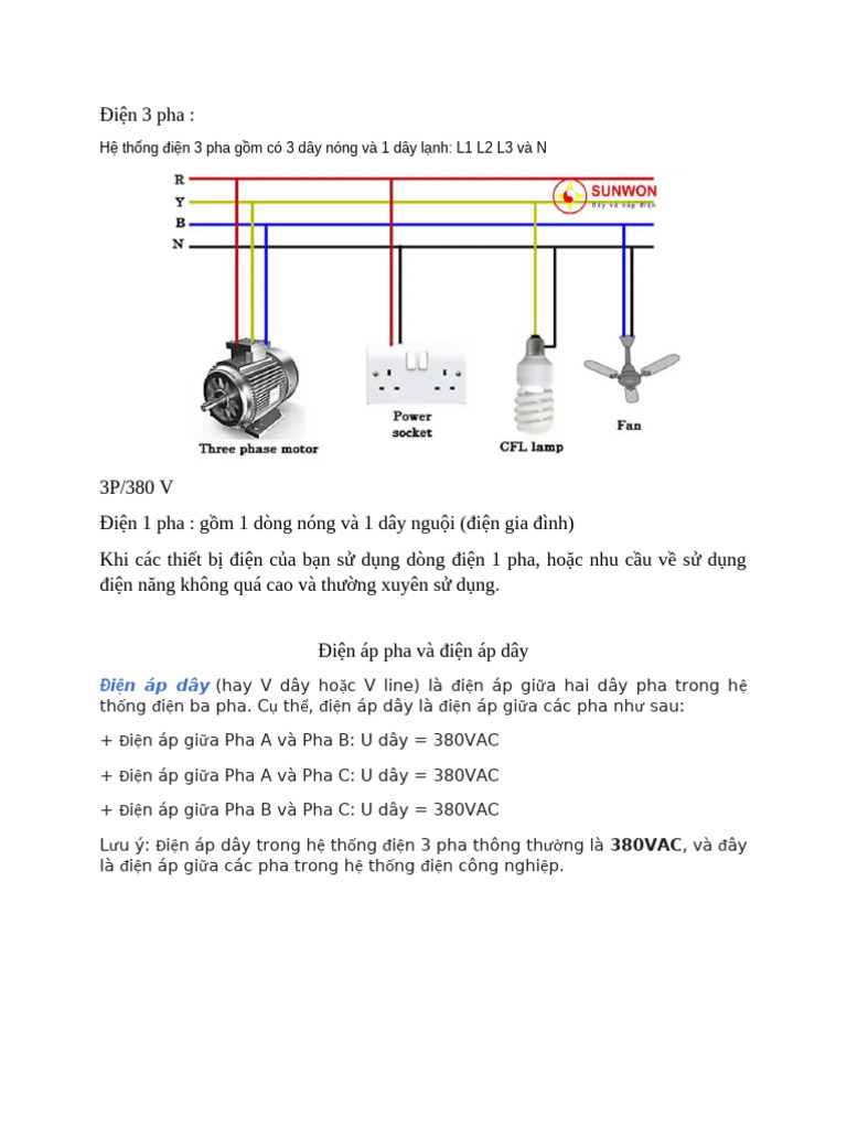 Điện 3 Pha Và 1 Pha | PDF