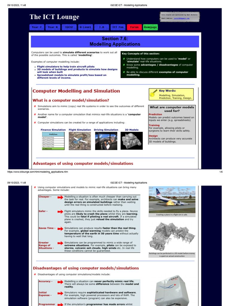 IGCSE ICT: Understanding Modelling Applications | PDF | Simulation ...
