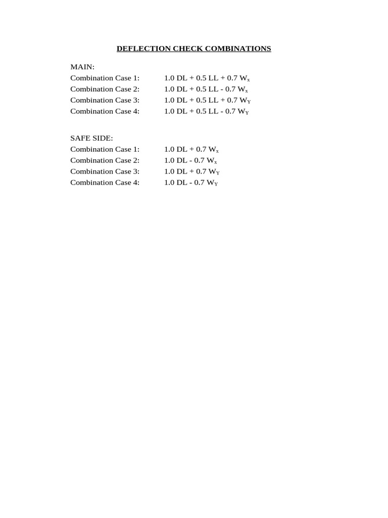 Deflection Check Load Combinations | PDF