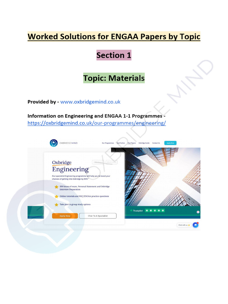 ENGAA S1 - Materials - WWW - Oxbridgemind.co - Uk | PDF | Physics ...