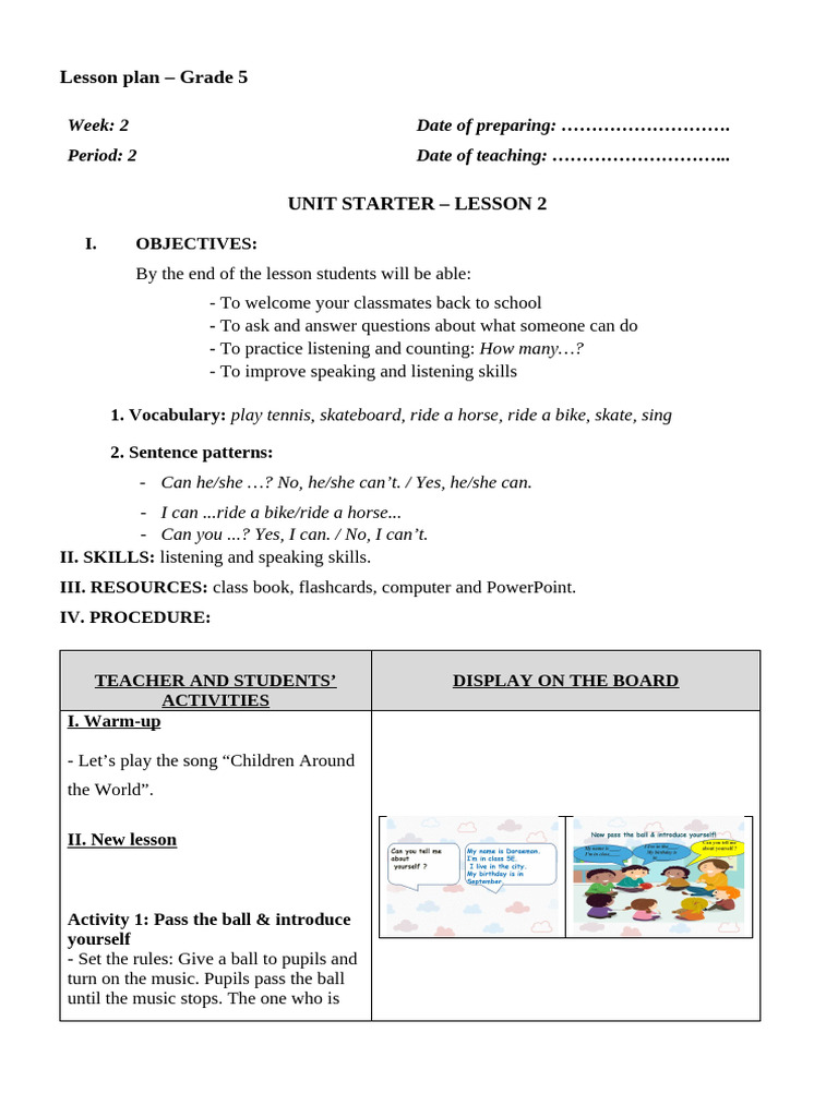 Grade 5 Lesson Plan: Week 2 Activities | PDF | Human Communication ...