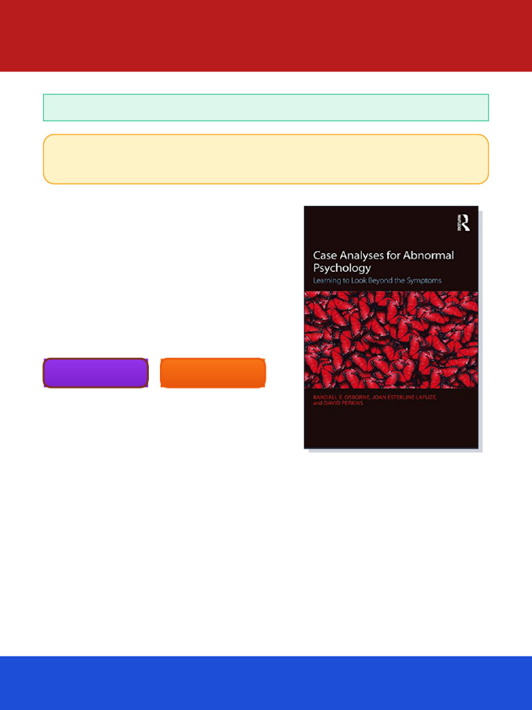 Case Analyses for Abnormal Psychology 2nd ed Learning to Look Beyond ...