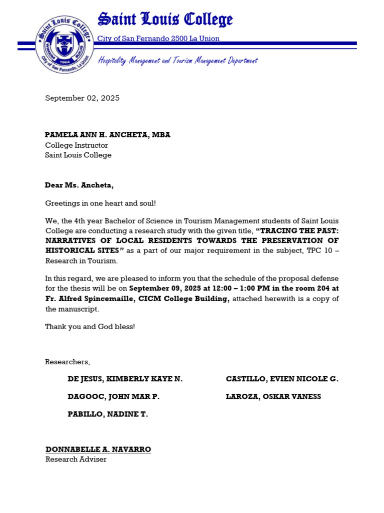 Letter For Proposal Defense | PDF