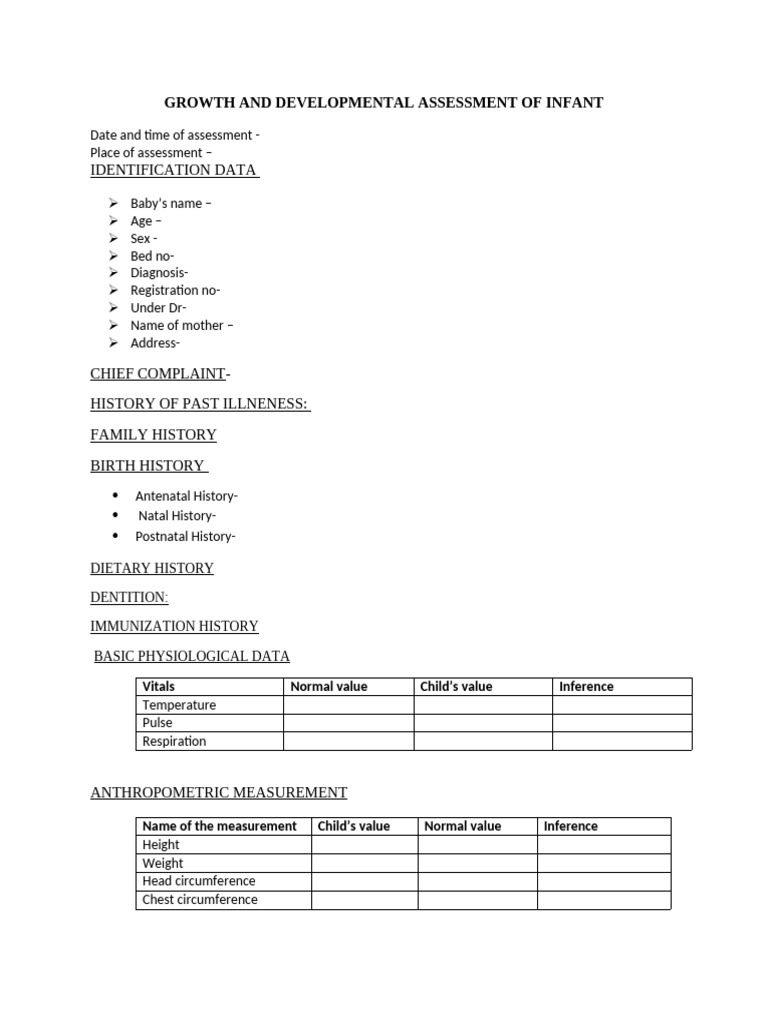 Infant Growth and Development Assessment | PDF | Anatomical Terms Of Motion