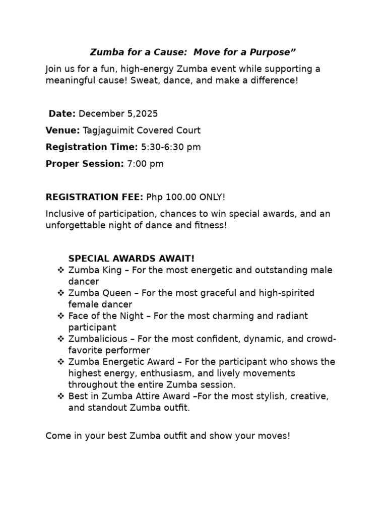 Zumba for a Cause: Dance for Charity | PDF