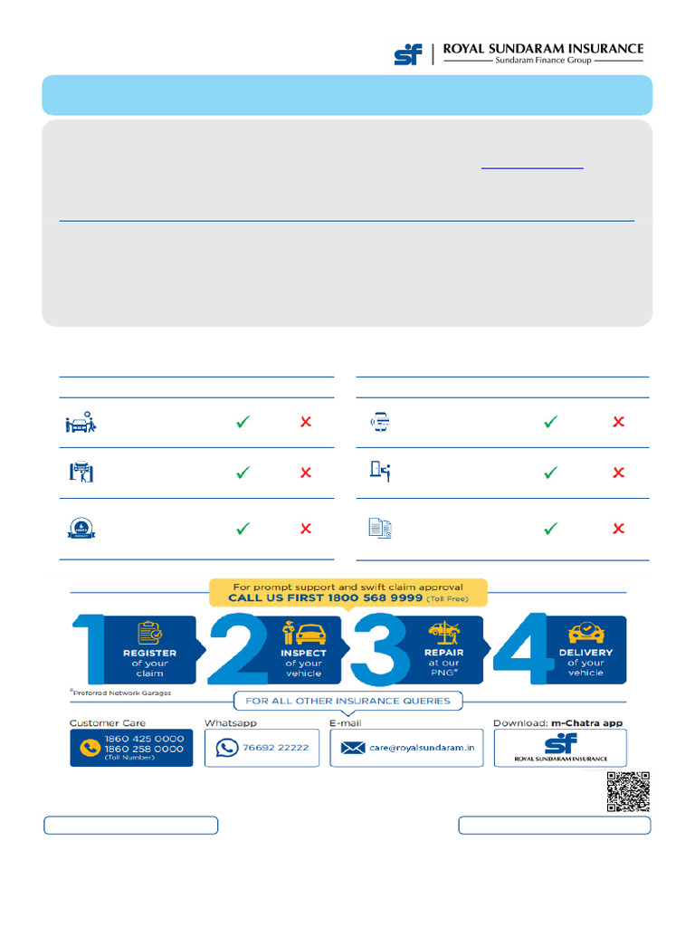 Royal Sundaram Car Insurance Policy Details | PDF | Insurance | Deductible