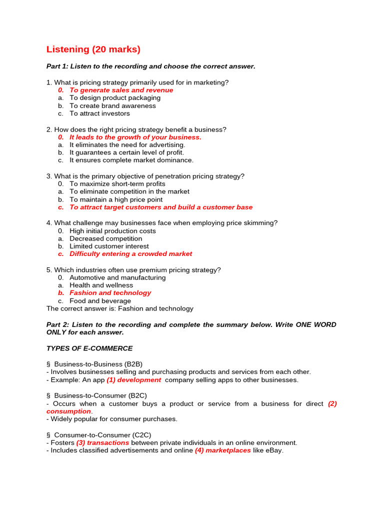 File Ôn COB1 Sample Test | PDF