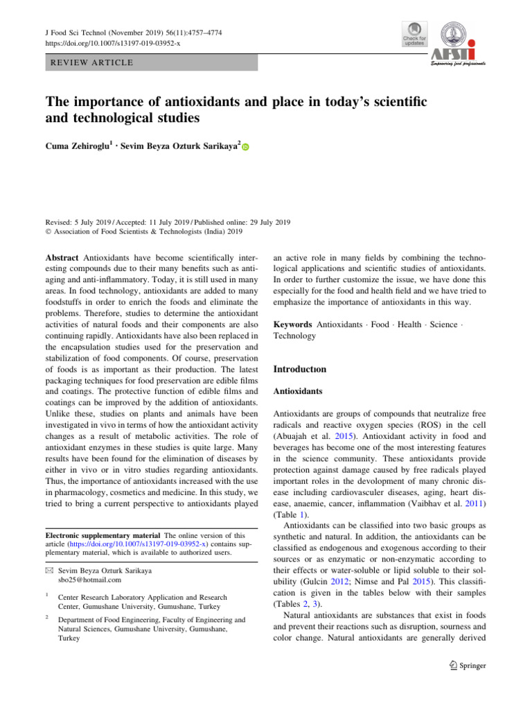 Antioxidants: Importance in Food & Health | PDF | Antioxidant | Polyphenol