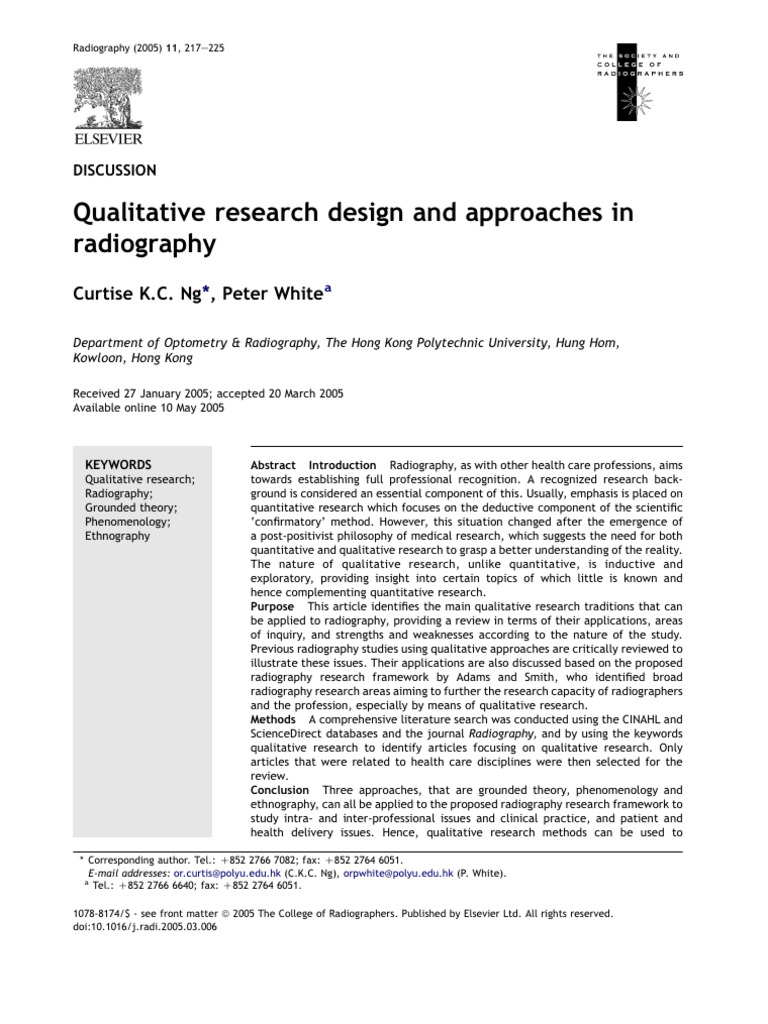 Qualitative Research in Radiography | PDF | Qualitative Research ...