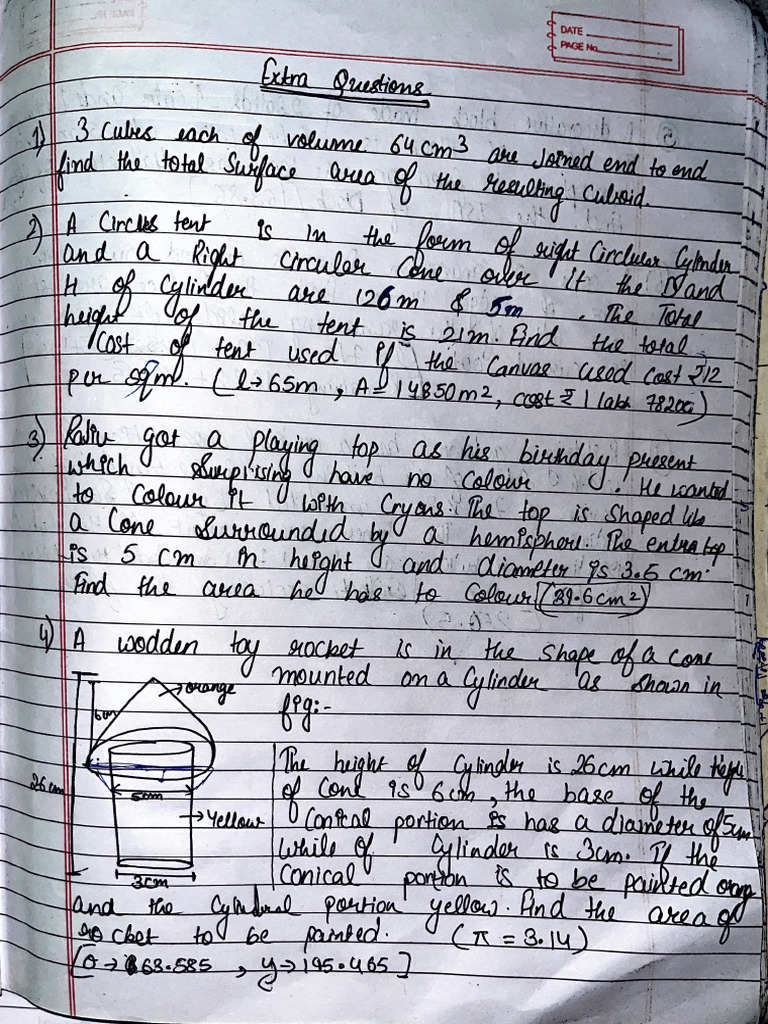 Class 10 Surface Area and Volume | PDF