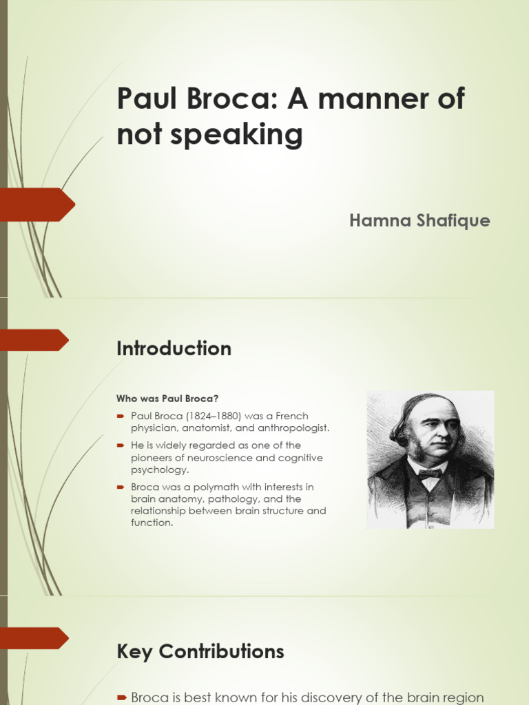 Paul Broca: Speech Production Pioneer | PDF | Aphasia | Speech